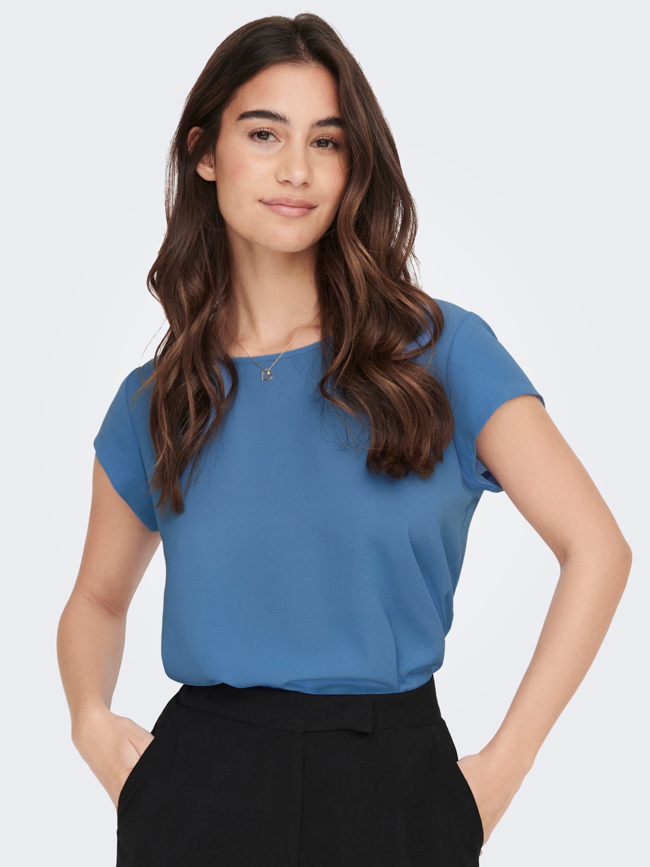 ONLY Loose fit Top met korte mouwen -Blue Yonder - 15142784