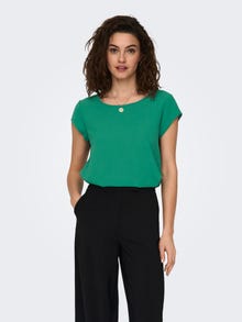 ONLY Regular Fit Round Neck Top -Bottle Green - 15142784
