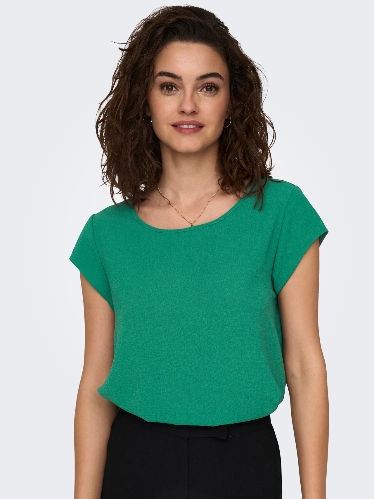 ONLY Regular Fit Round Neck Top -Bottle Green - 15142784