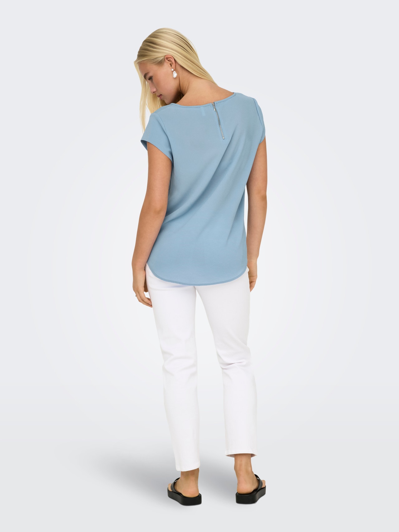 ONLY Tavapärane lõige Ümmargune kaelus Top -Soft Chambray - 15142784