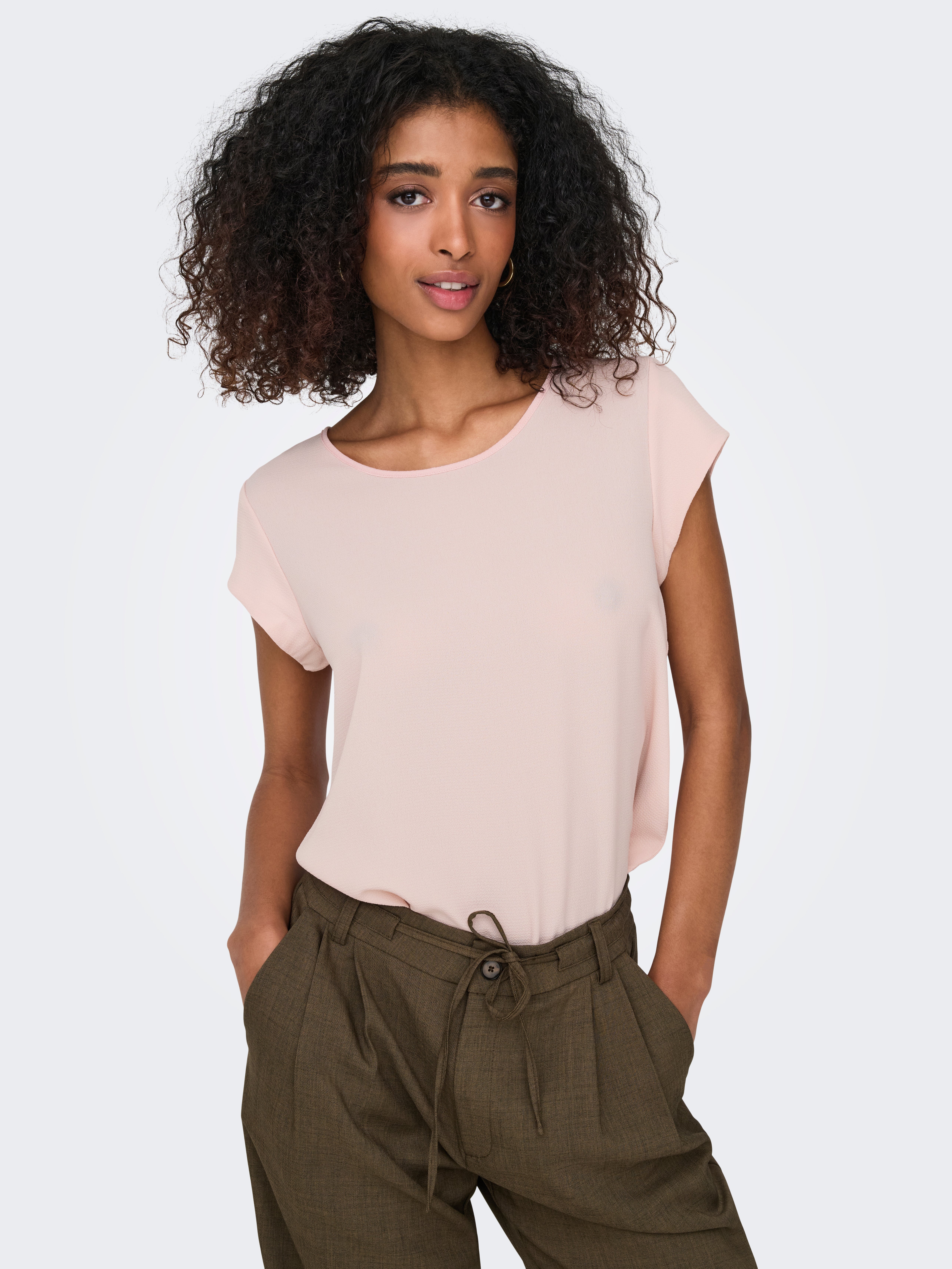 ONLY ONLVIC S/S SOLID NOOS WVN - Blusa - Mesa Rose/rosa