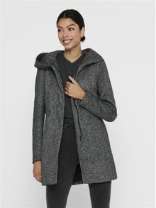 ONLY Coat with hood -Dark Grey Melange - 15142911