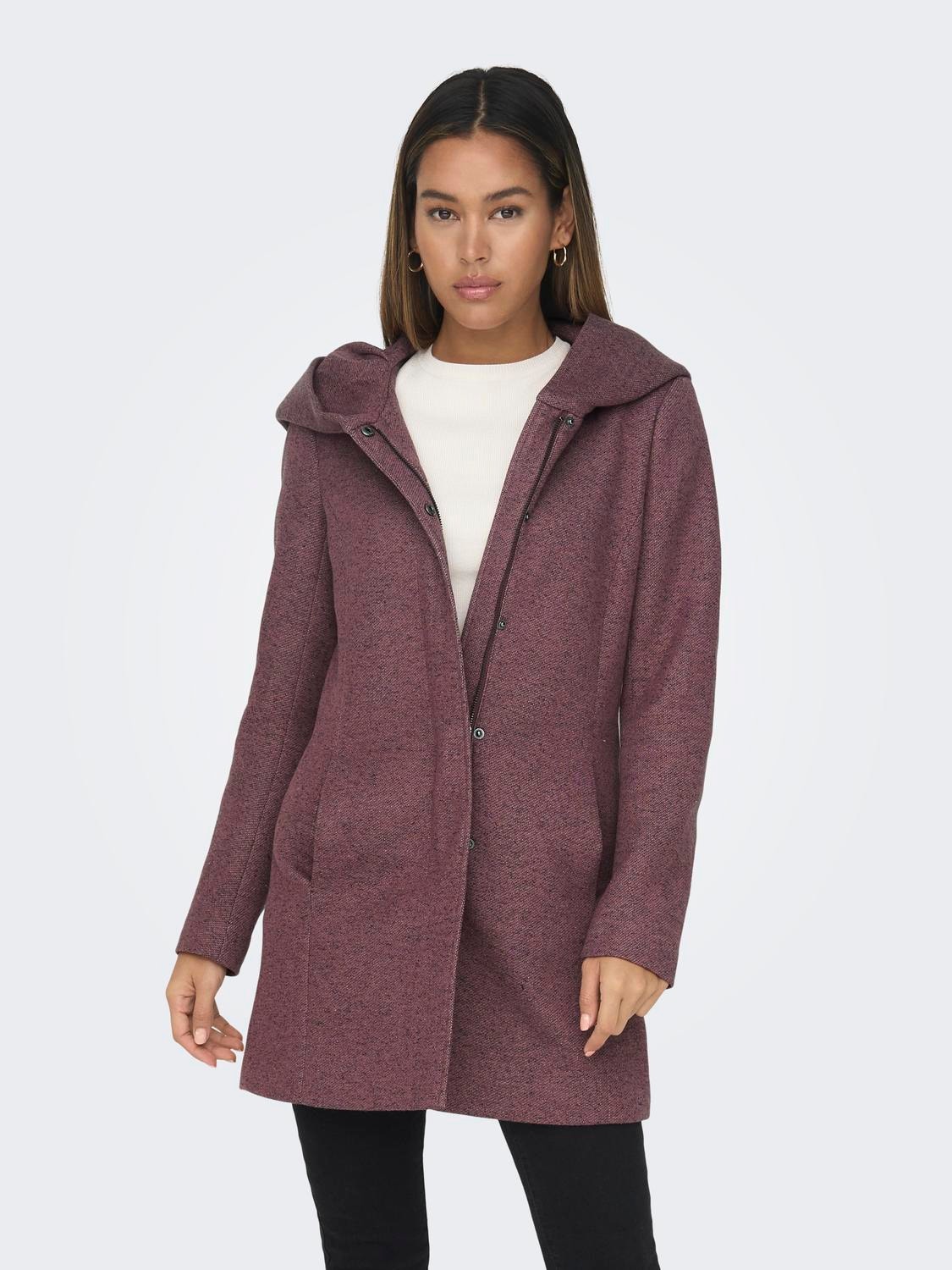 ONLY Coat with hood -Rose Brown - 15142911