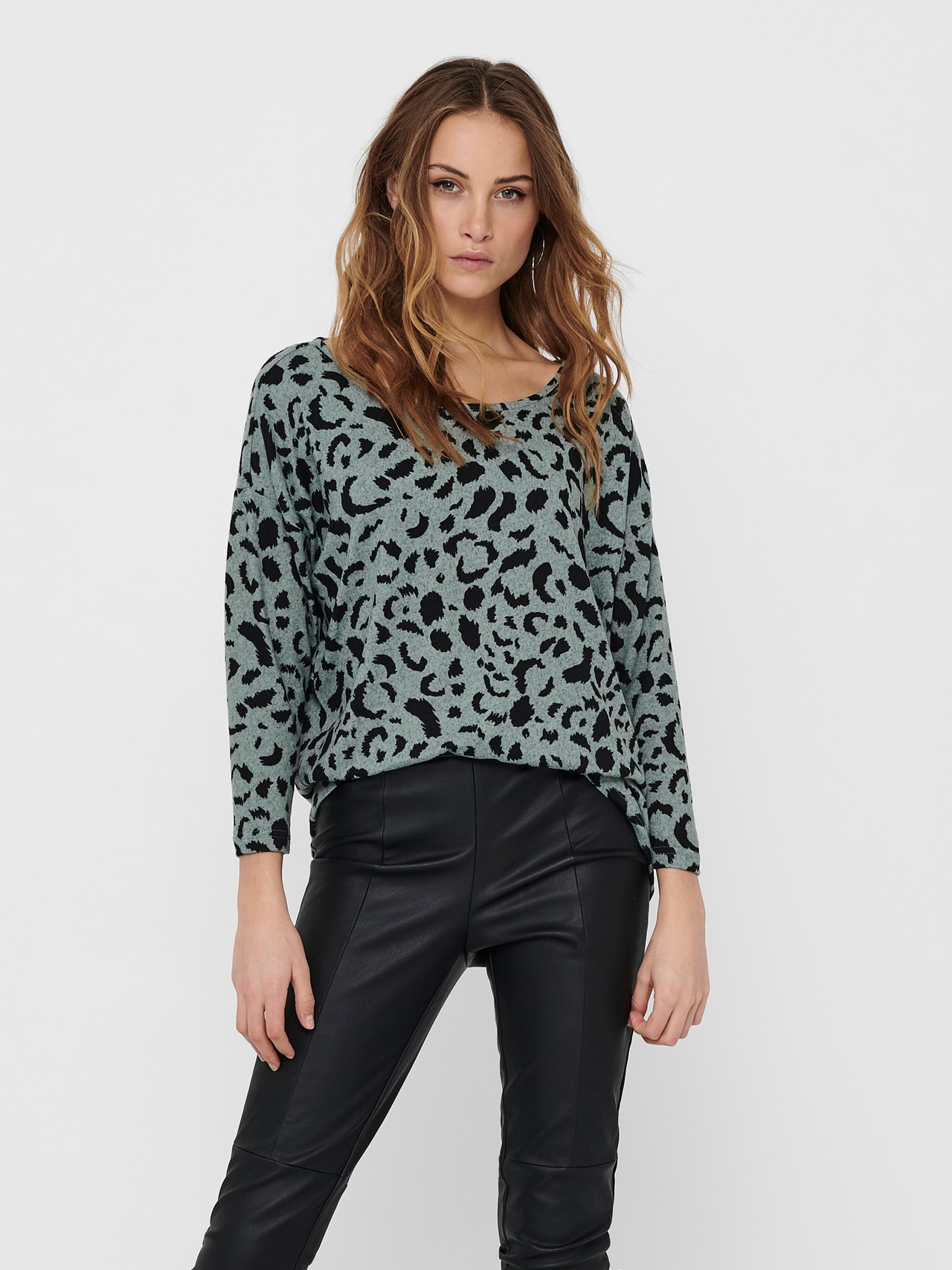 ONLY Printed 3/4 sleeved top -Chinois Green - 15144286