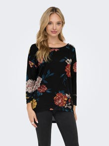 ONLY Loose Fit Round Neck Dropped shoulders Top -Black - 15144286