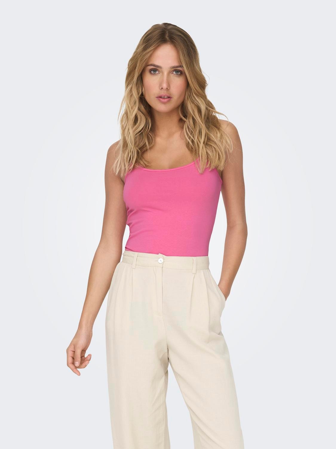 ONLY Effen Mouwloze top -Pink Power - 15148401