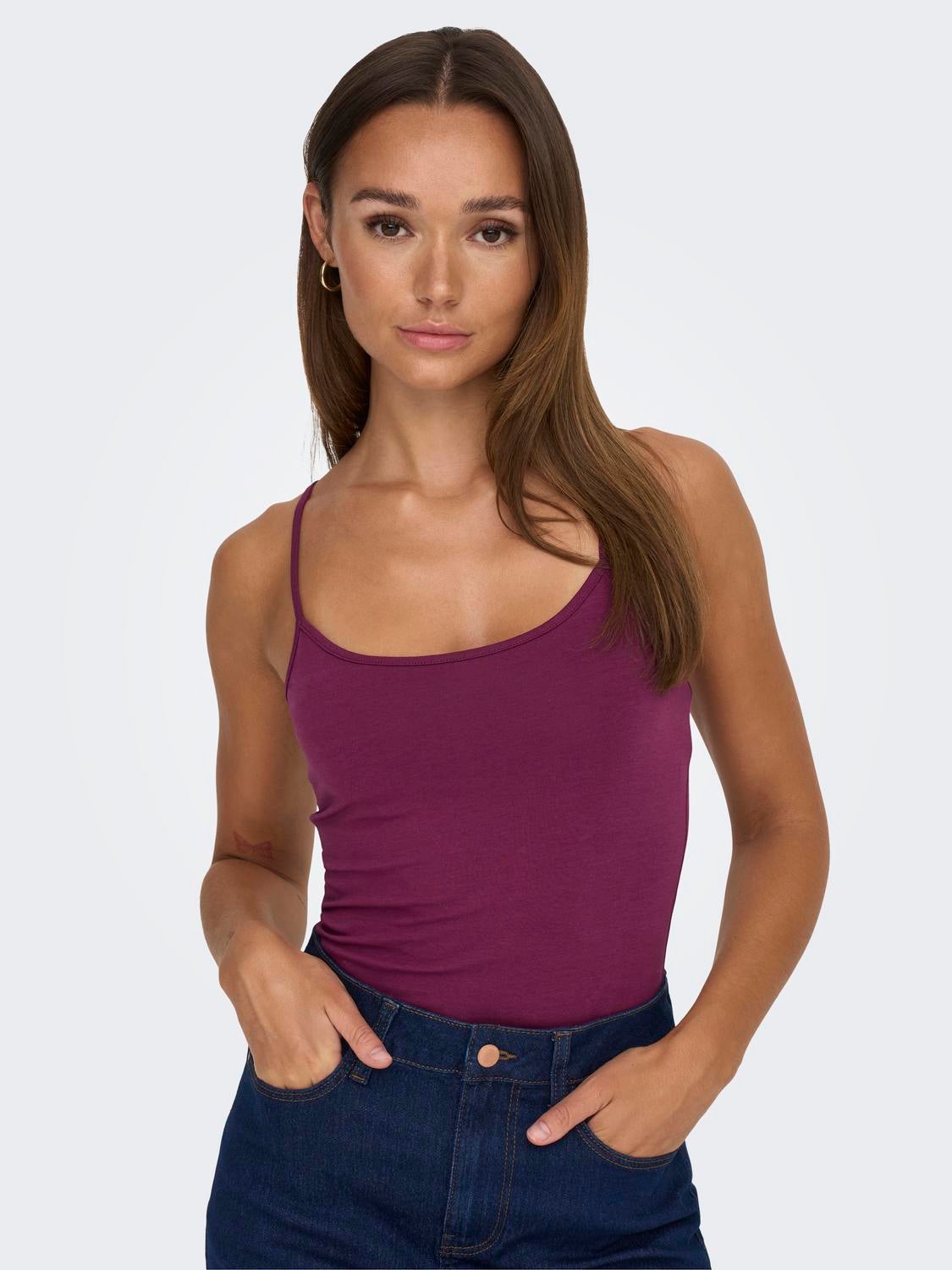 Dark purple shop tank top