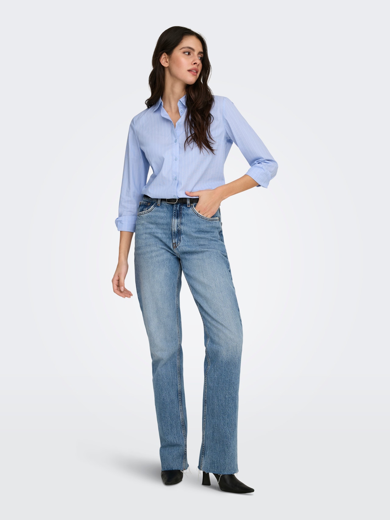 ONLY Tavapärane lõige Särgikrae Nööpidega mansetid Kitsa lõikega varrukad Särk -Cashmere Blue - 15149877