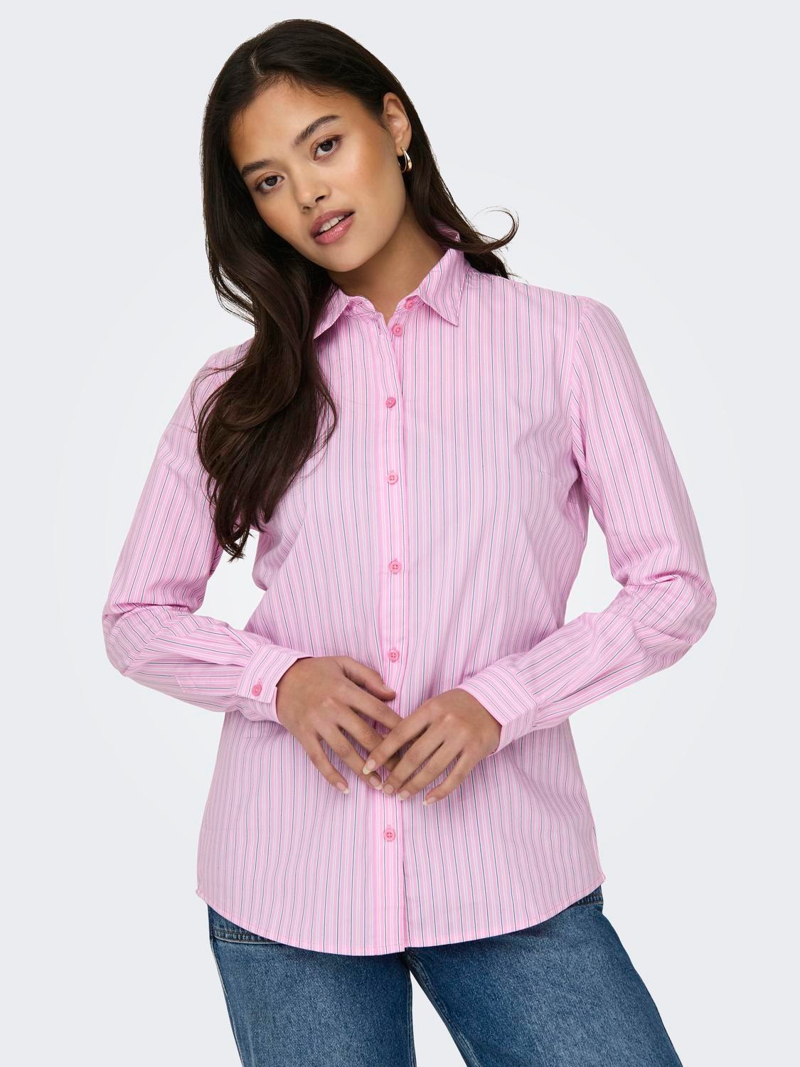 ONLY Regular fit Overhemd kraag Manchetten met knoop Nauwsluitende mouwen Overhemd -Begonia Pink - 15149877
