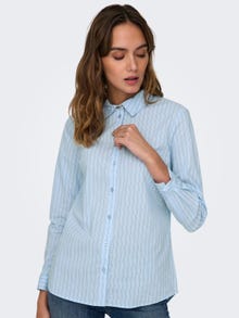 ONLY Chemises Regular Fit Col chemise Poignets boutonnés Manches fines et ajustées -Kentucky Blue - 15149877