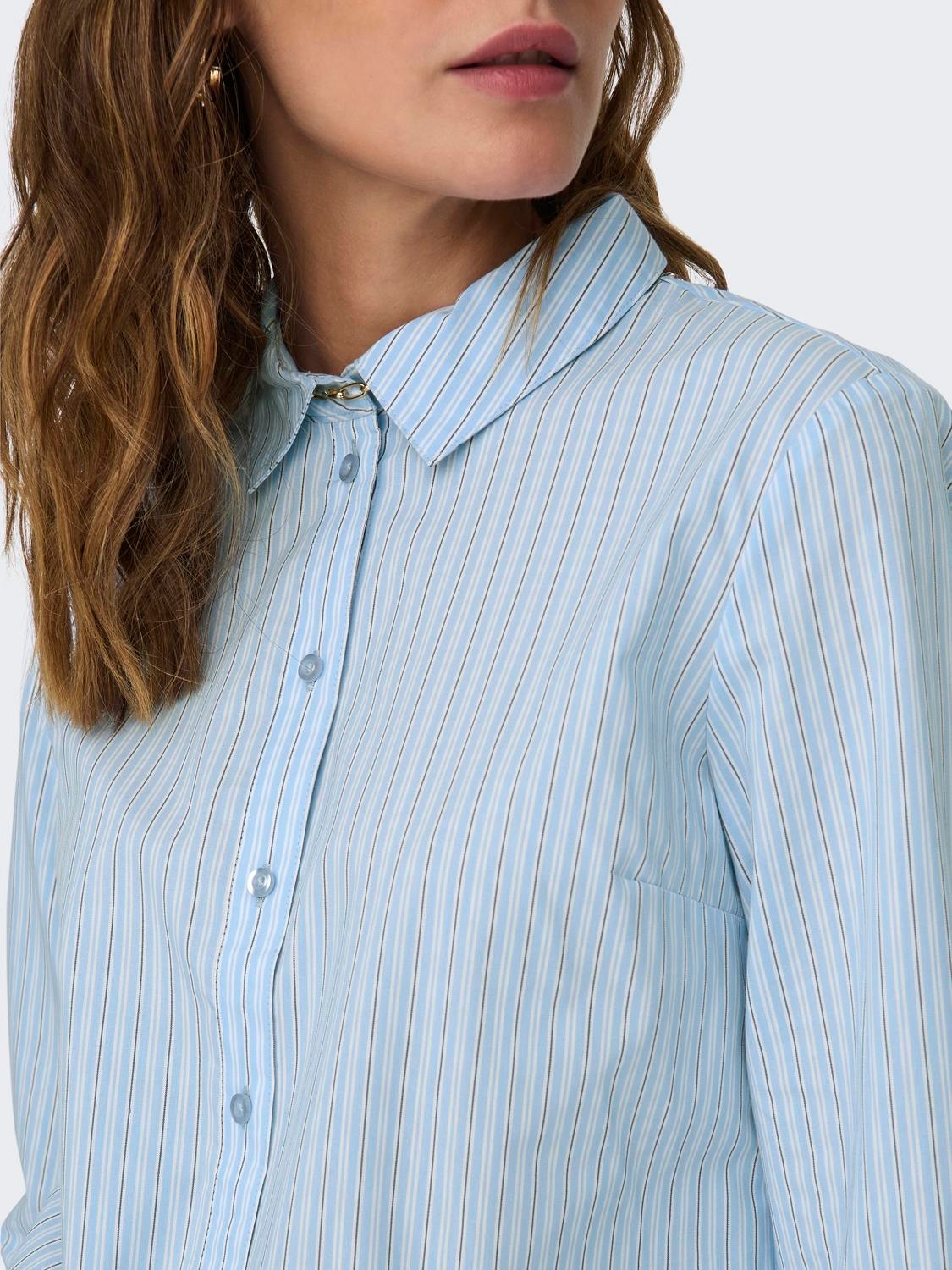 ONLY Normal geschnitten Hemdkragen Ärmelbündchen mit Knopf Schmale Ärmel Hemd -Kentucky Blue - 15149877
