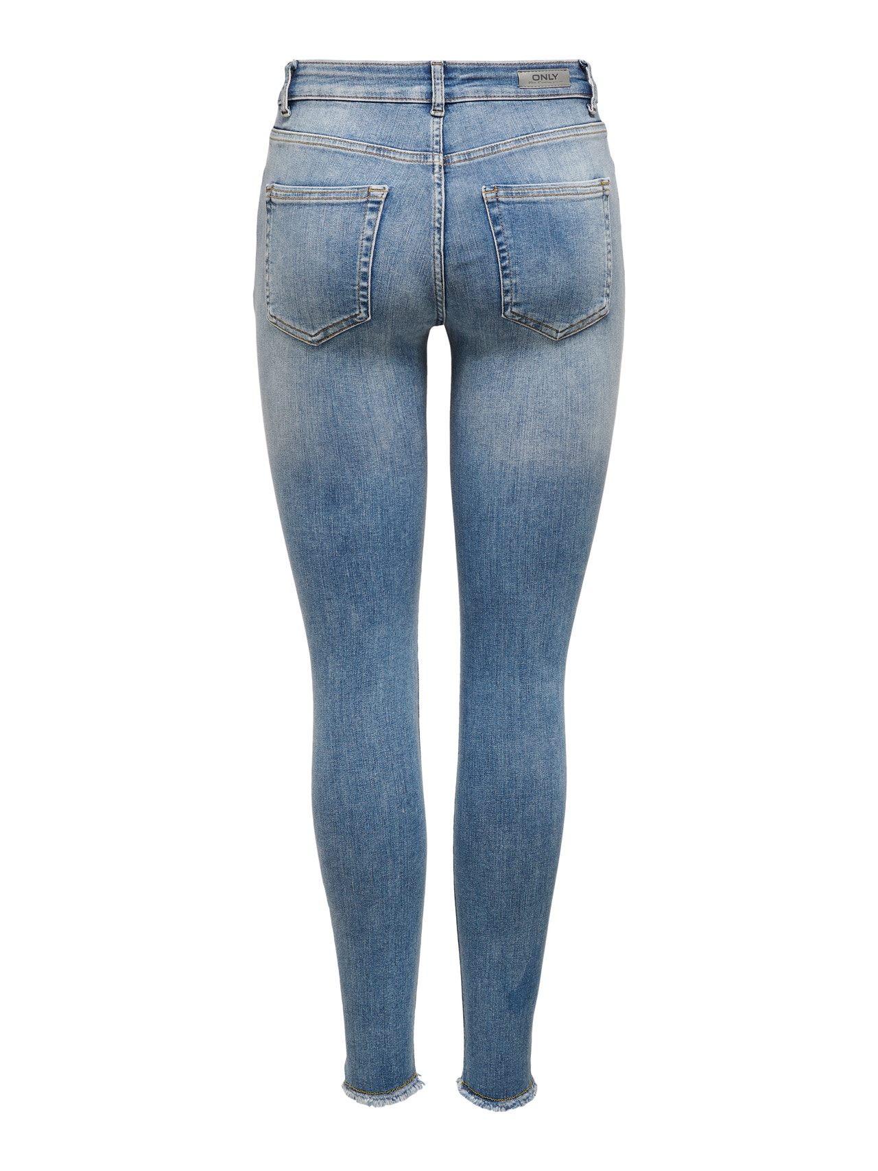 ONLY Jeans Skinny Fit Taille moyenne Ourlets déchirés -Light Blue Denim - 15151895