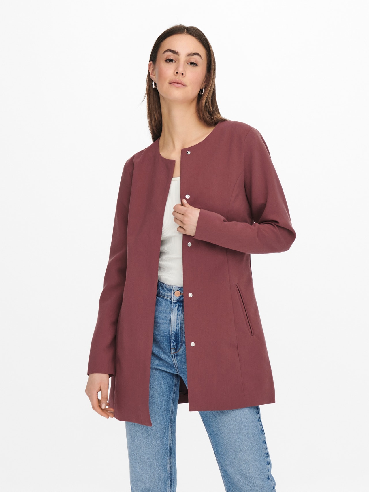 ONLY Manteaux Col rond -Rose Brown - 15152556