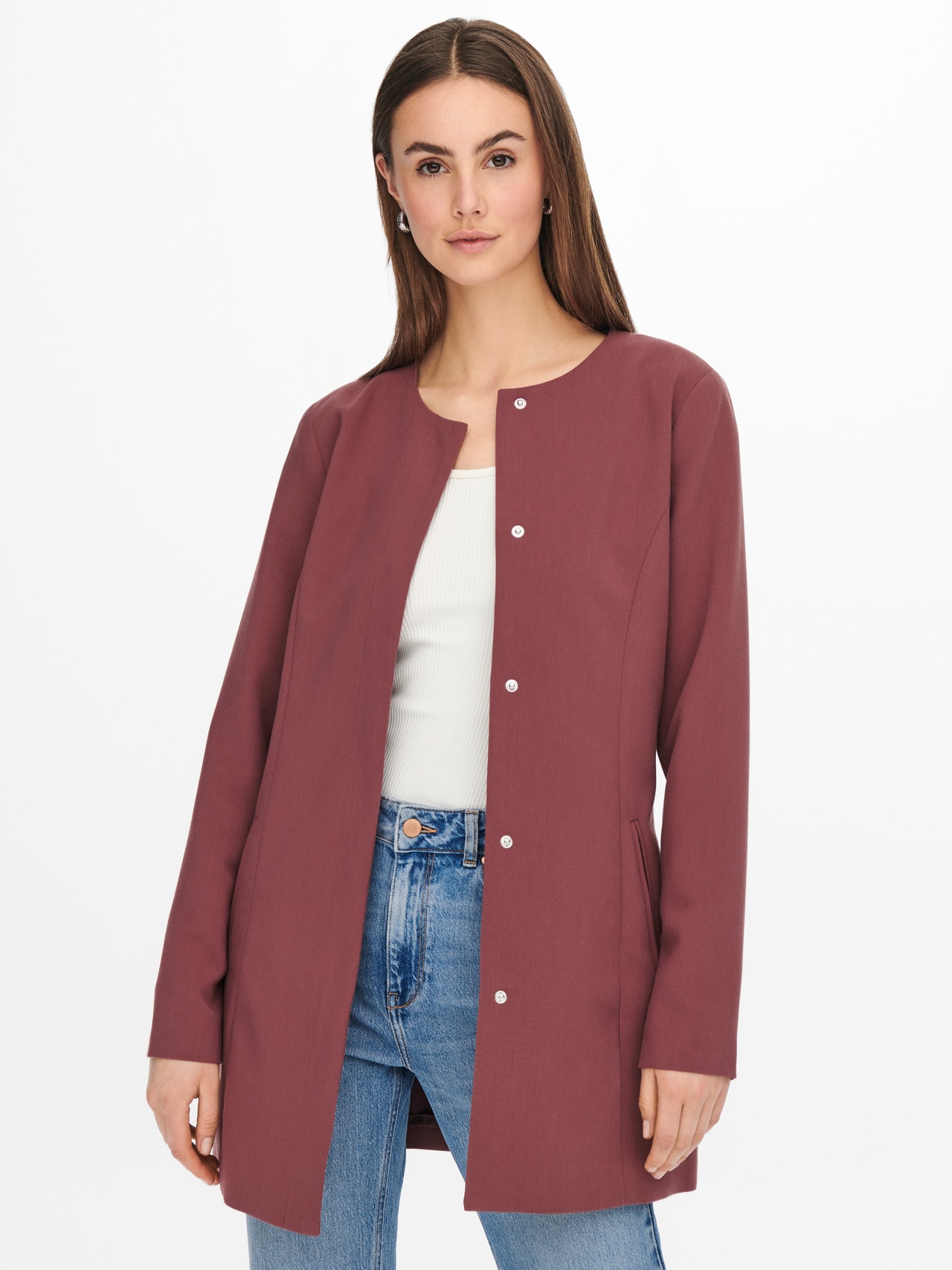 ONLY Round Neck Coat -Rose Brown - 15152556