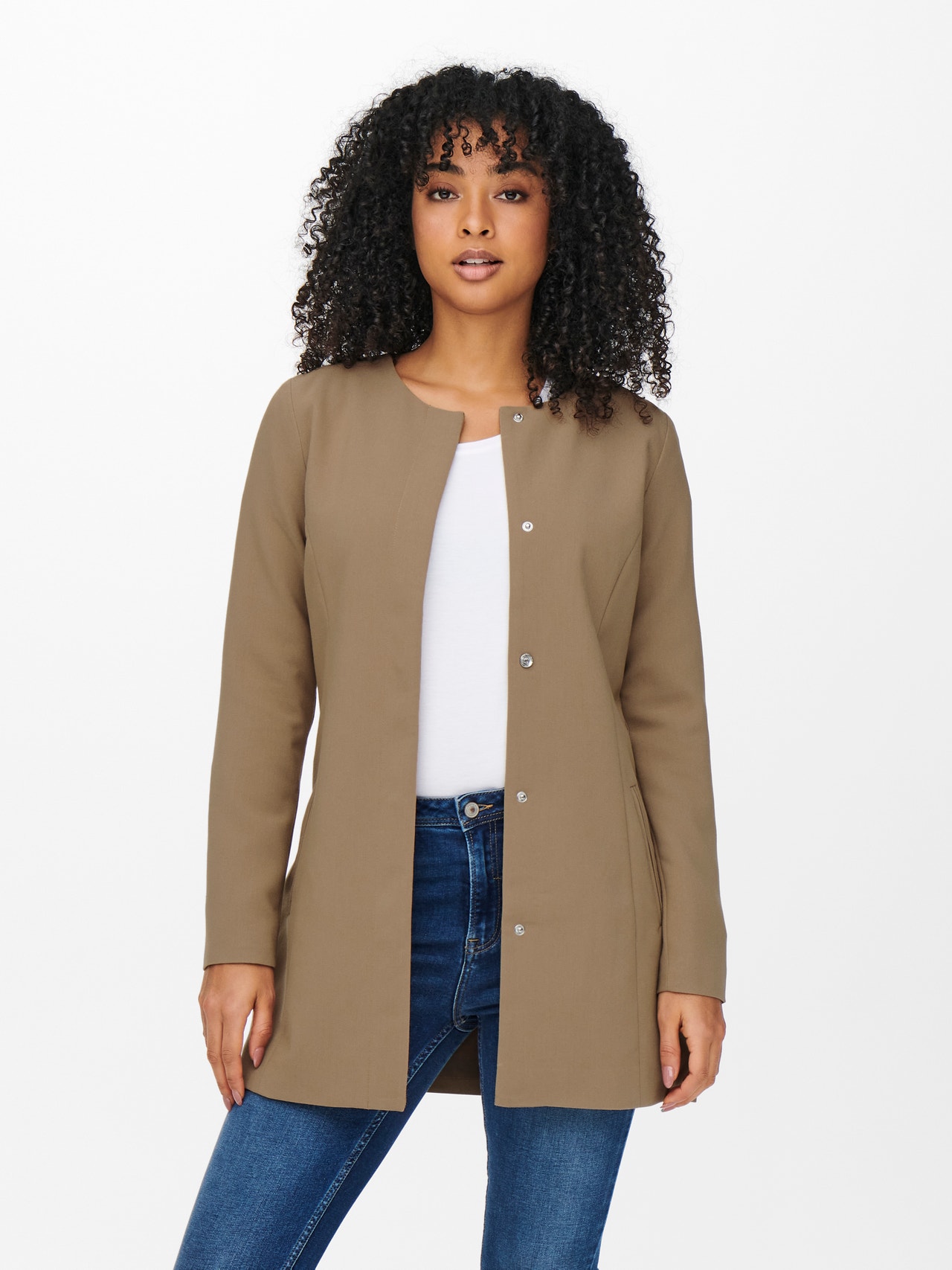 ONLY Round Neck Coat -Tigers Eye - 15152556