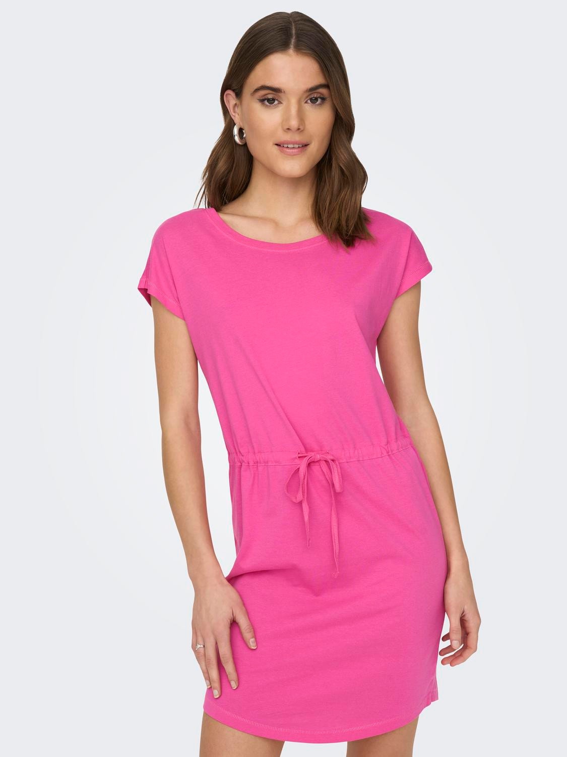 ONLY Mini Loose Short sleeved dress -Shocking Pink - 15153021