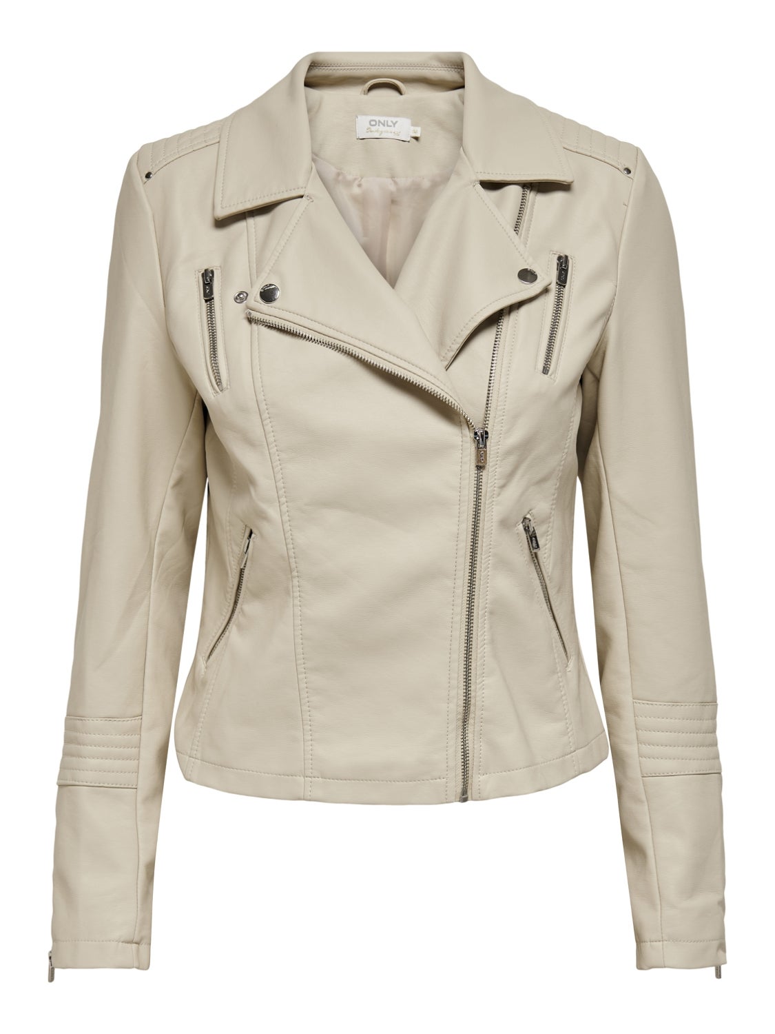 cream color leather jacket womens