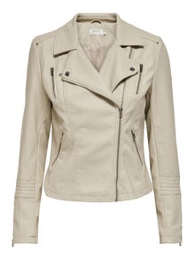 ONLY Biker Faux Leather Jacket -Silver Lining - 15153079