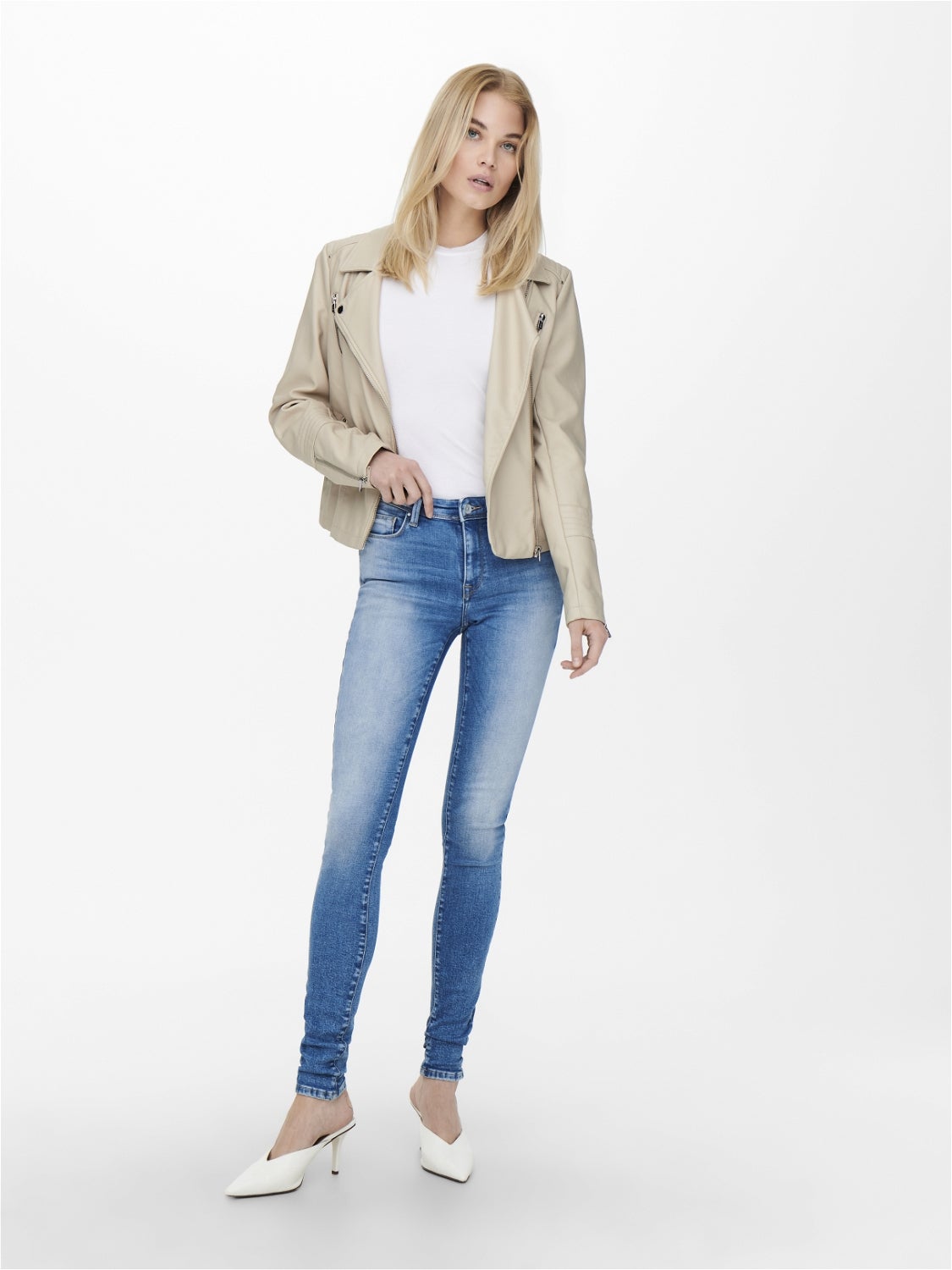 Light grey shop faux leather jacket