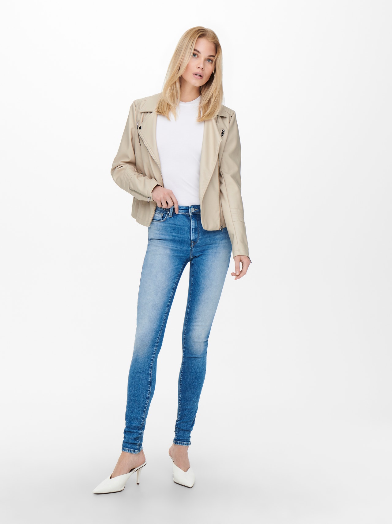 Blouson Femme Veste Cuir Synthétique ONLY Style Motarde (femme