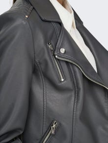 ONLY Biker Faux Leather Jacket -Magnet - 15153079