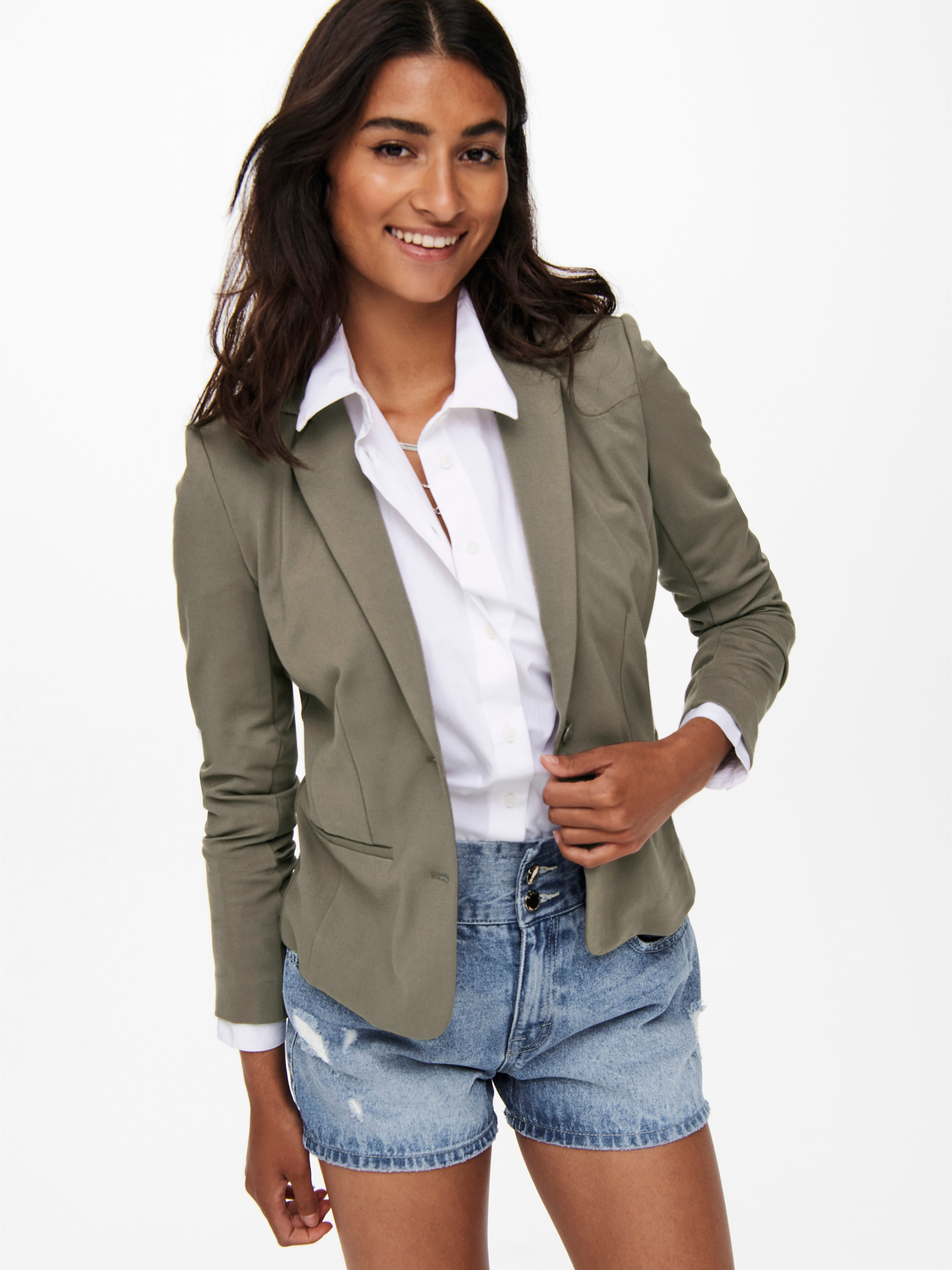 Couleur unie Blazer Gris fonc ONLY