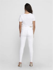 ONLY onlblush mid waist skinny raw ankle Jeans -White - 15155438