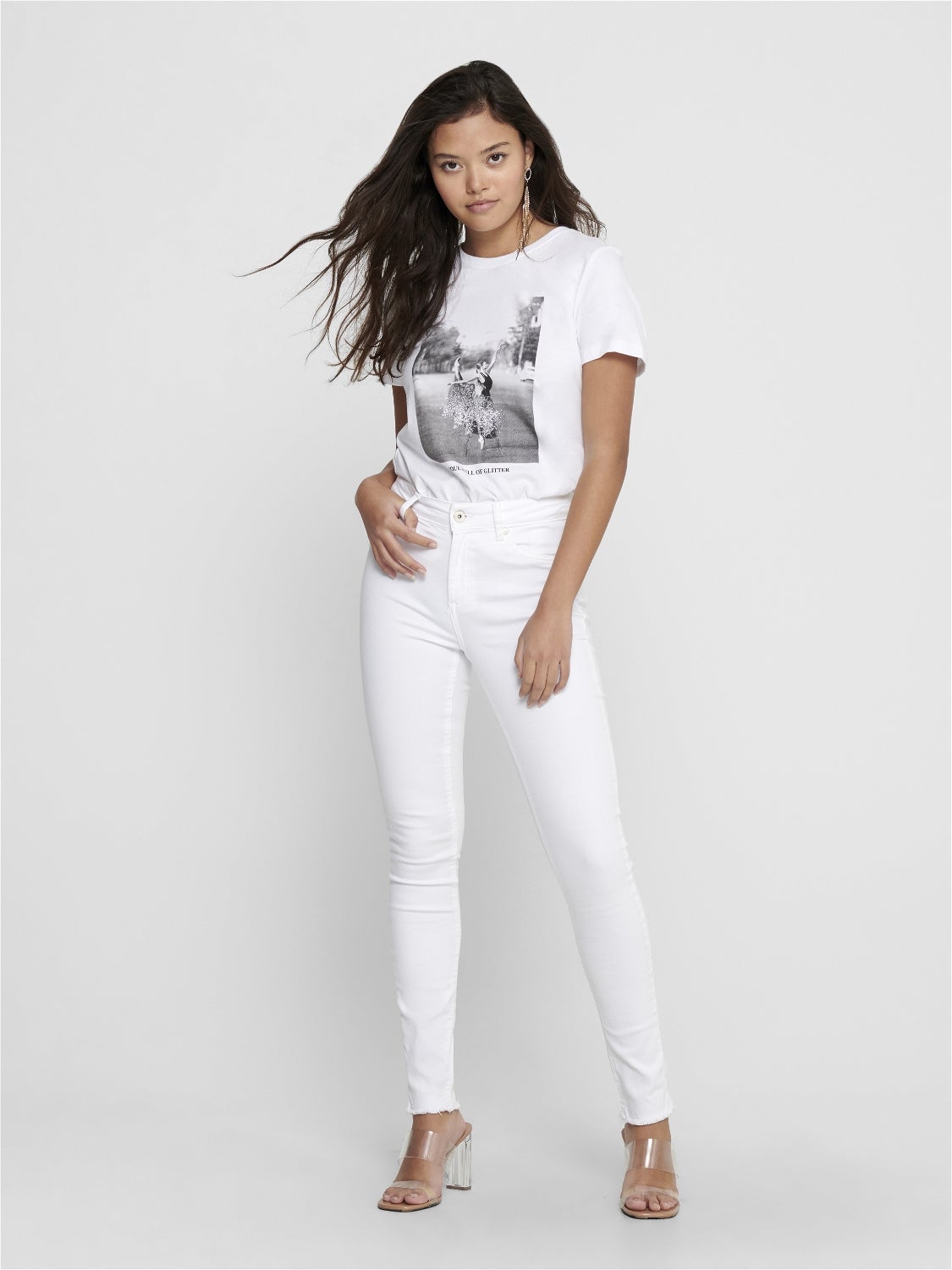 ONLBLUSH Taille moyenne Skinny Fit Jeans Blanc ONLY