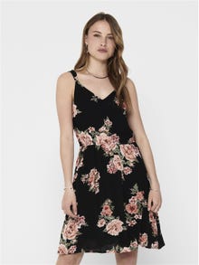 ONLY Blomsterprintet Ermeløs kjole -Black - 15157655