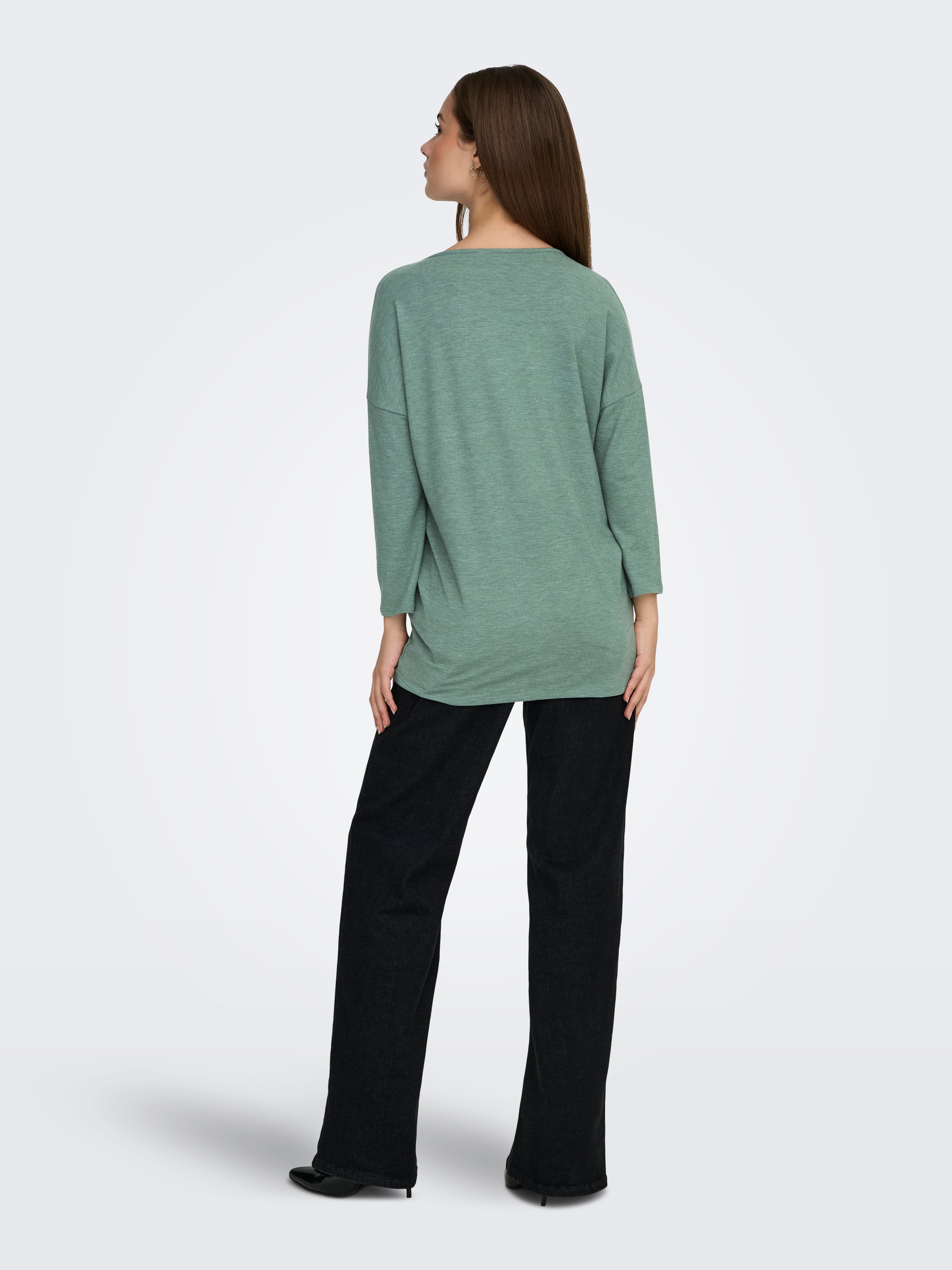 Green Loose Fit Top with Lace Detailing
