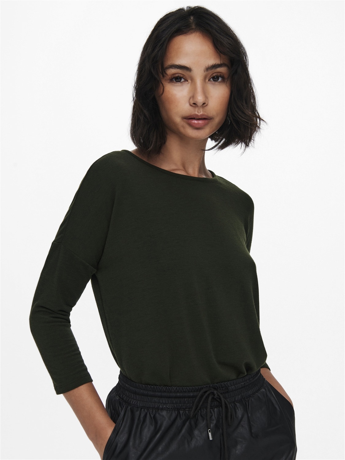 ONLY Loose Fit Round Neck Dropped shoulders Top -Rosin - 15157920
