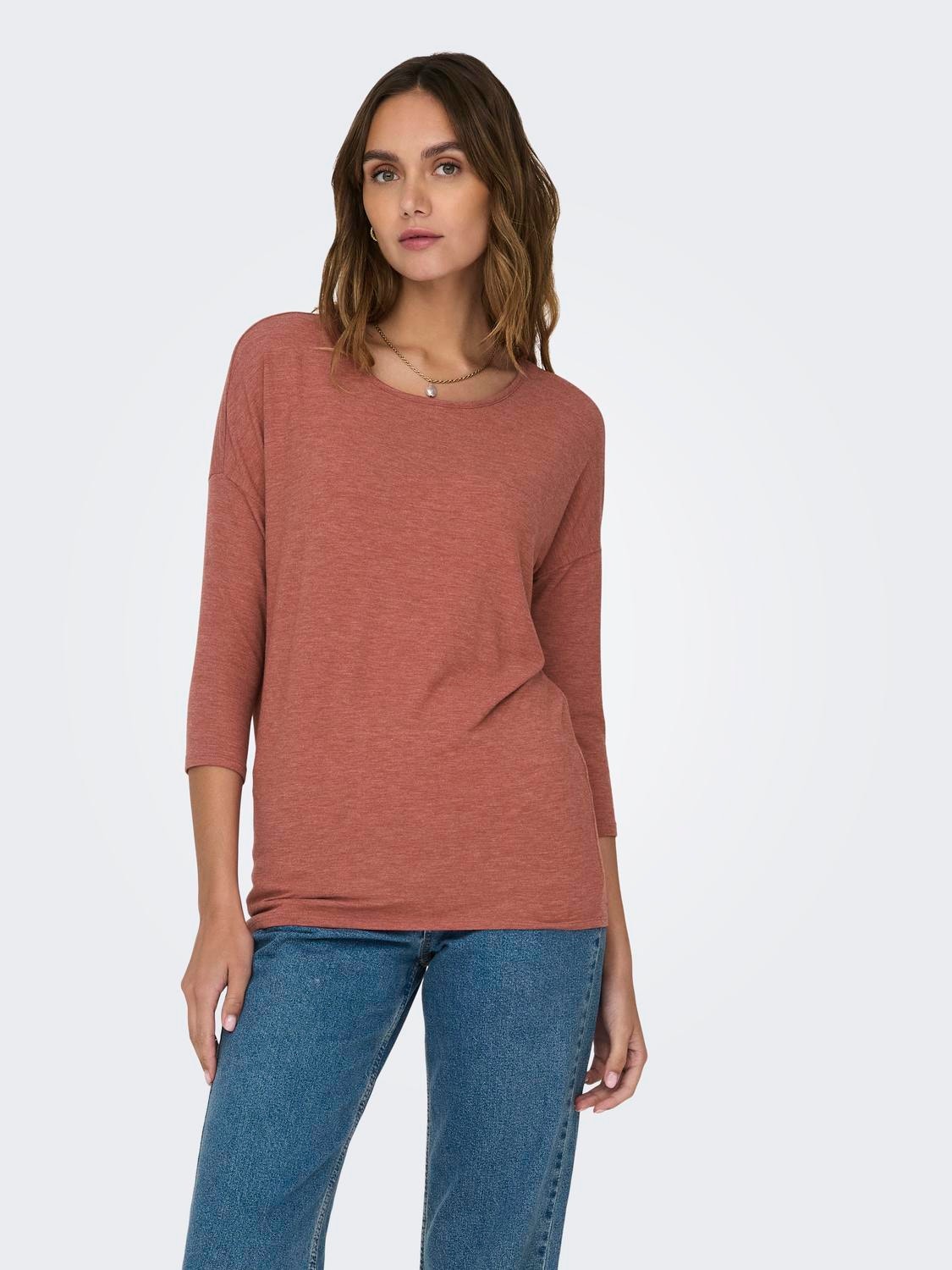 ONLY Loose Fit Round Neck Dropped shoulders Top -Marsala - 15157920