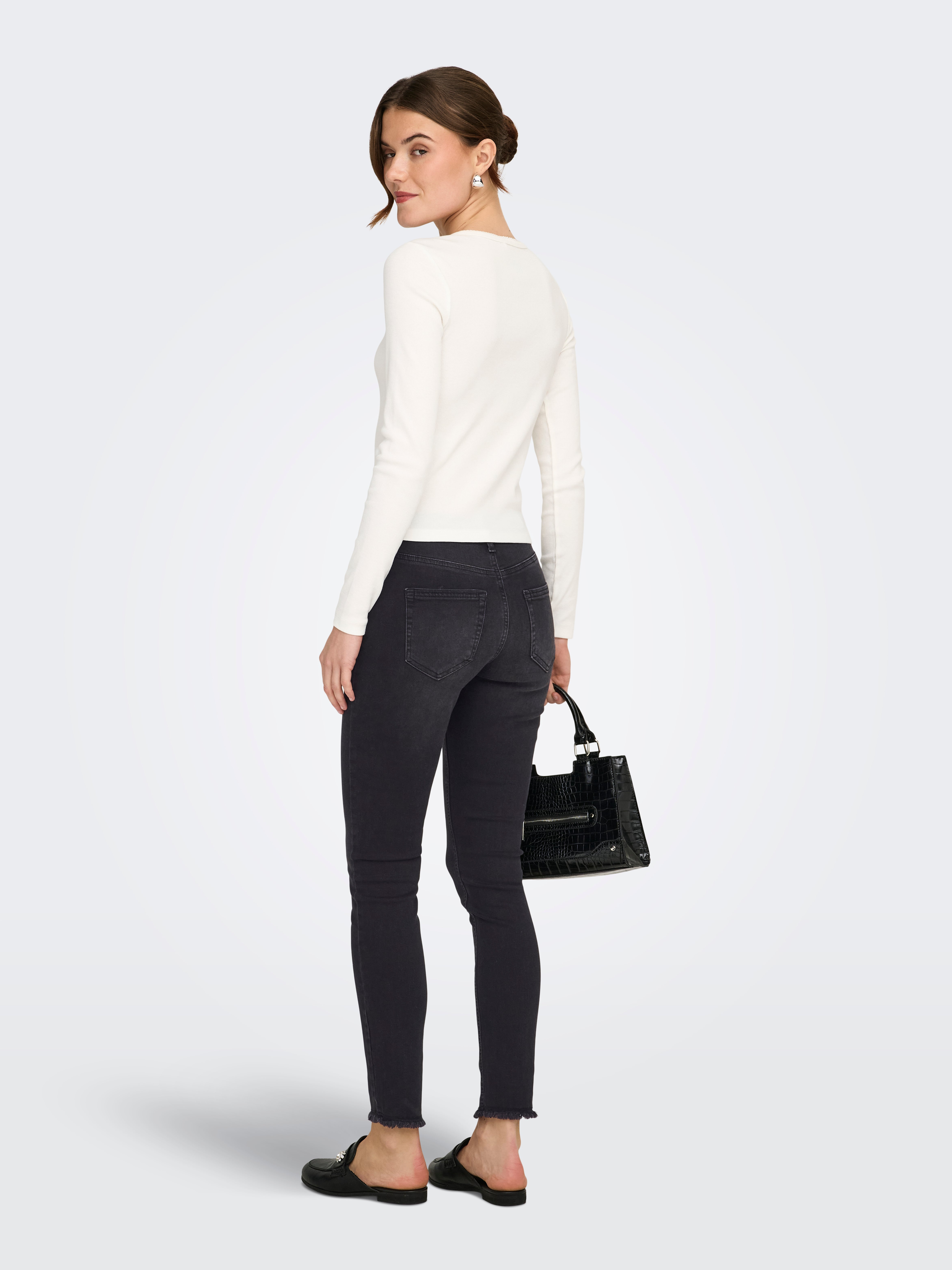 ONLBLUSH Mittlere Taille Skinny Fit Jeans | Schwarz | ONLY®