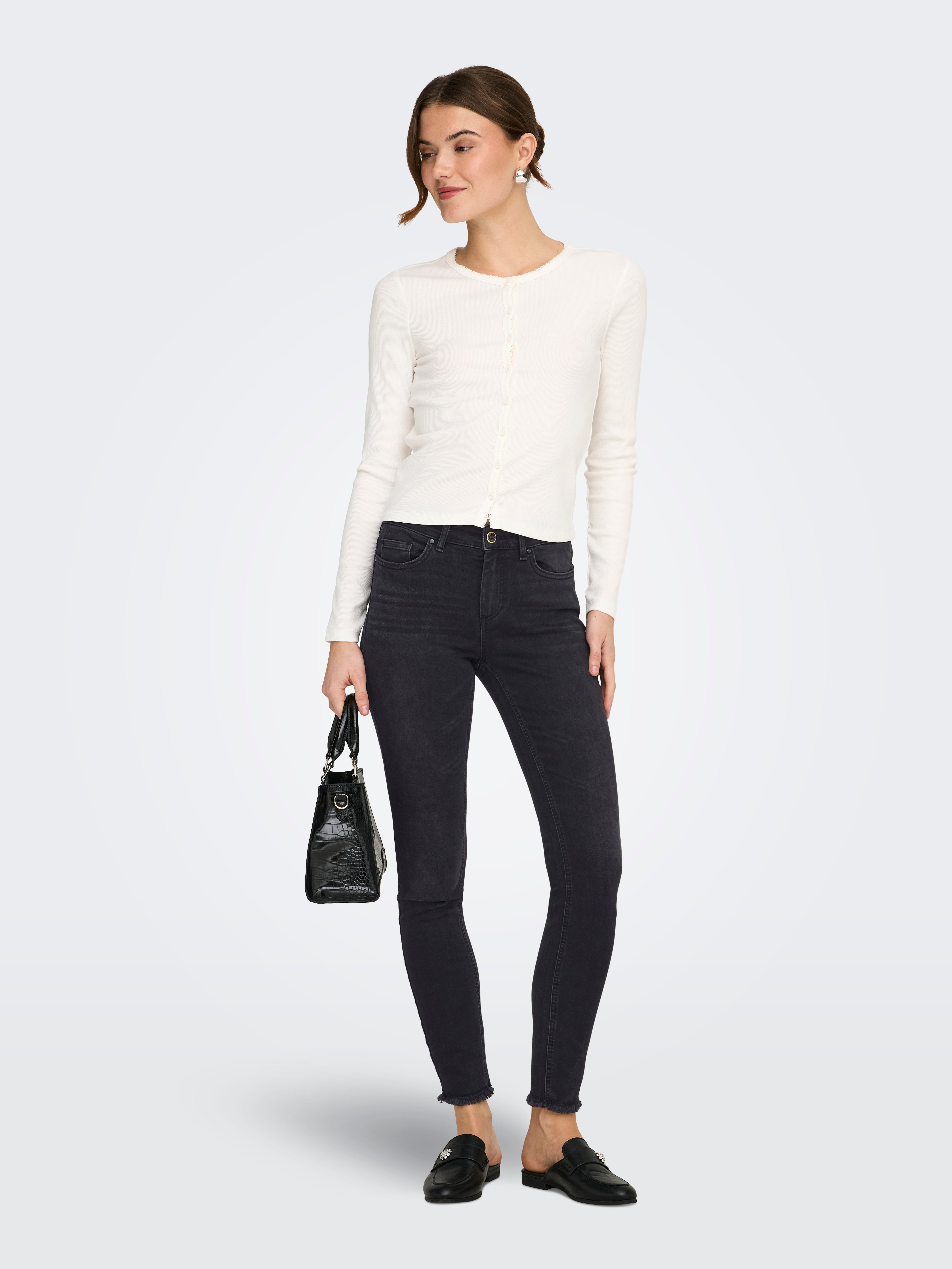 ONLBLUSH Mittlere Taille Skinny Fit Jeans | Schwarz | ONLY®