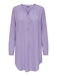 ONLY Ensfarvet skjorte med kinakrave -Lavender - 15158111