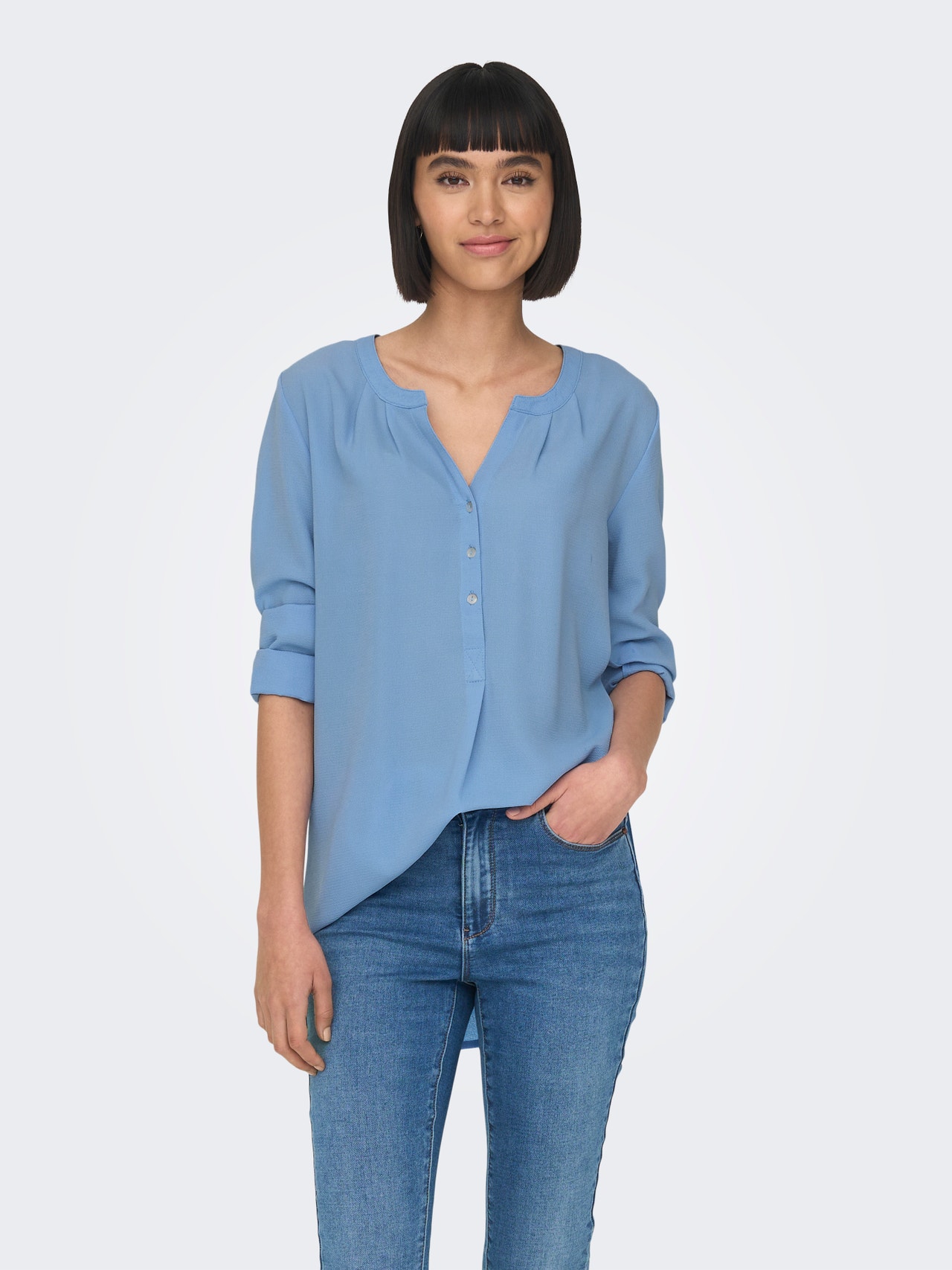 ONLY Enfärgad Långärmad skjorta -Provence - 15158111
