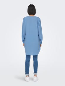 ONLY Ensfarvet skjorte med kinakrave -Provence - 15158111