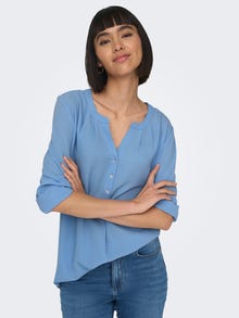 ONLY Ensfarvet skjorte med kinakrave -Provence - 15158111