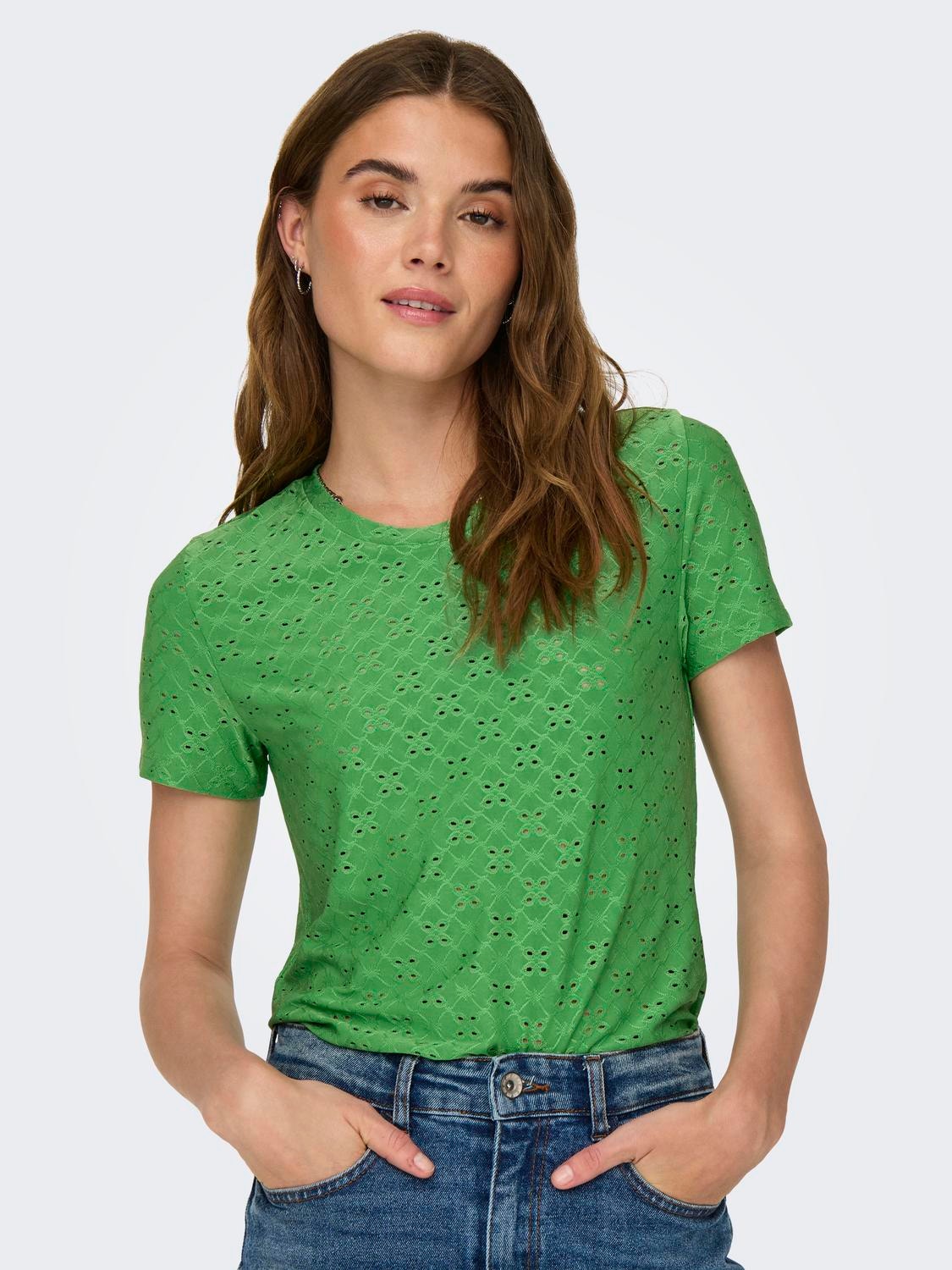 ONLY O-hals t-shirt -Green Bee - 15158450