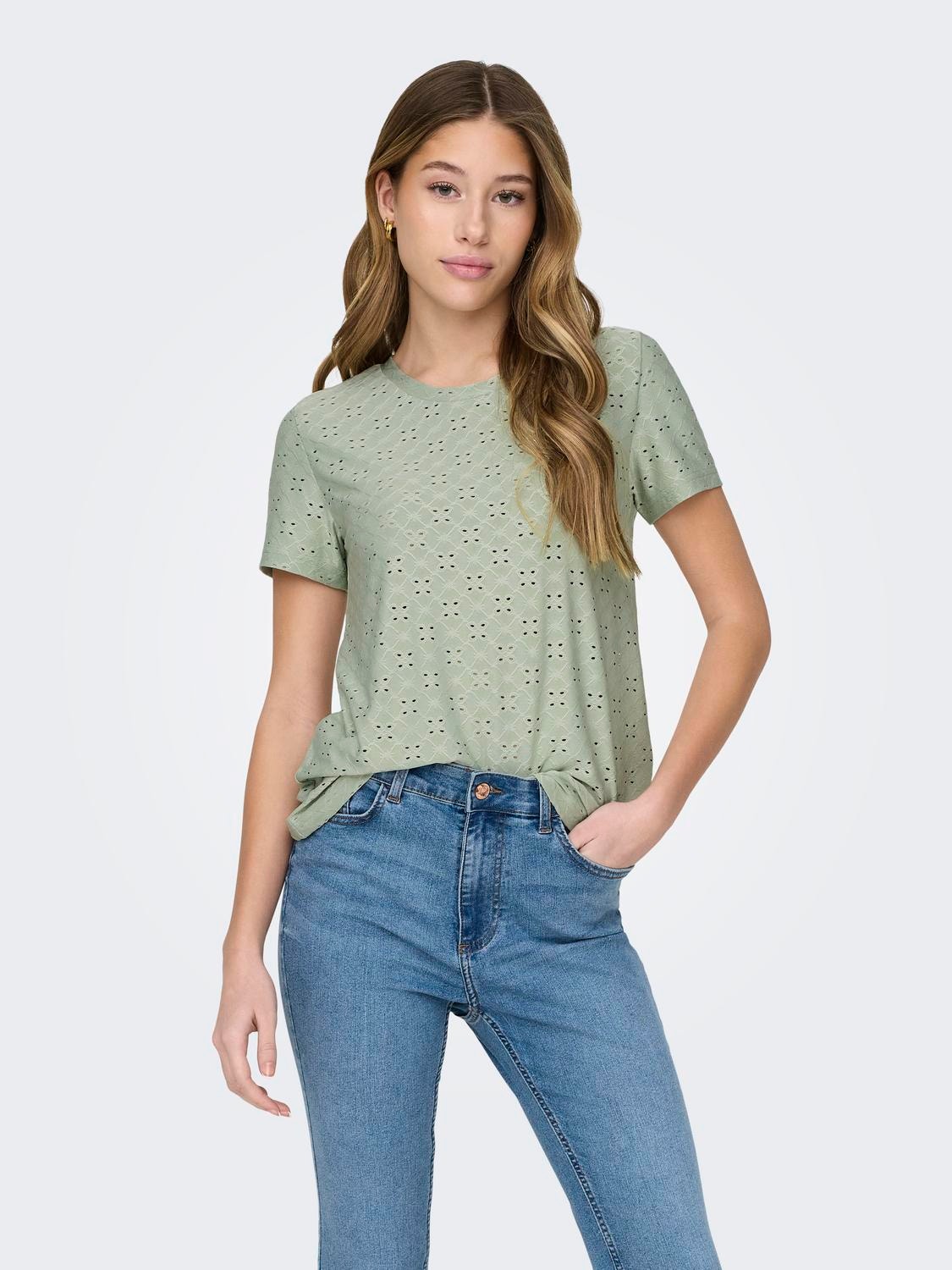 ONLY Regular Fit Round Neck T-Shirt -Desert Sage - 15158450