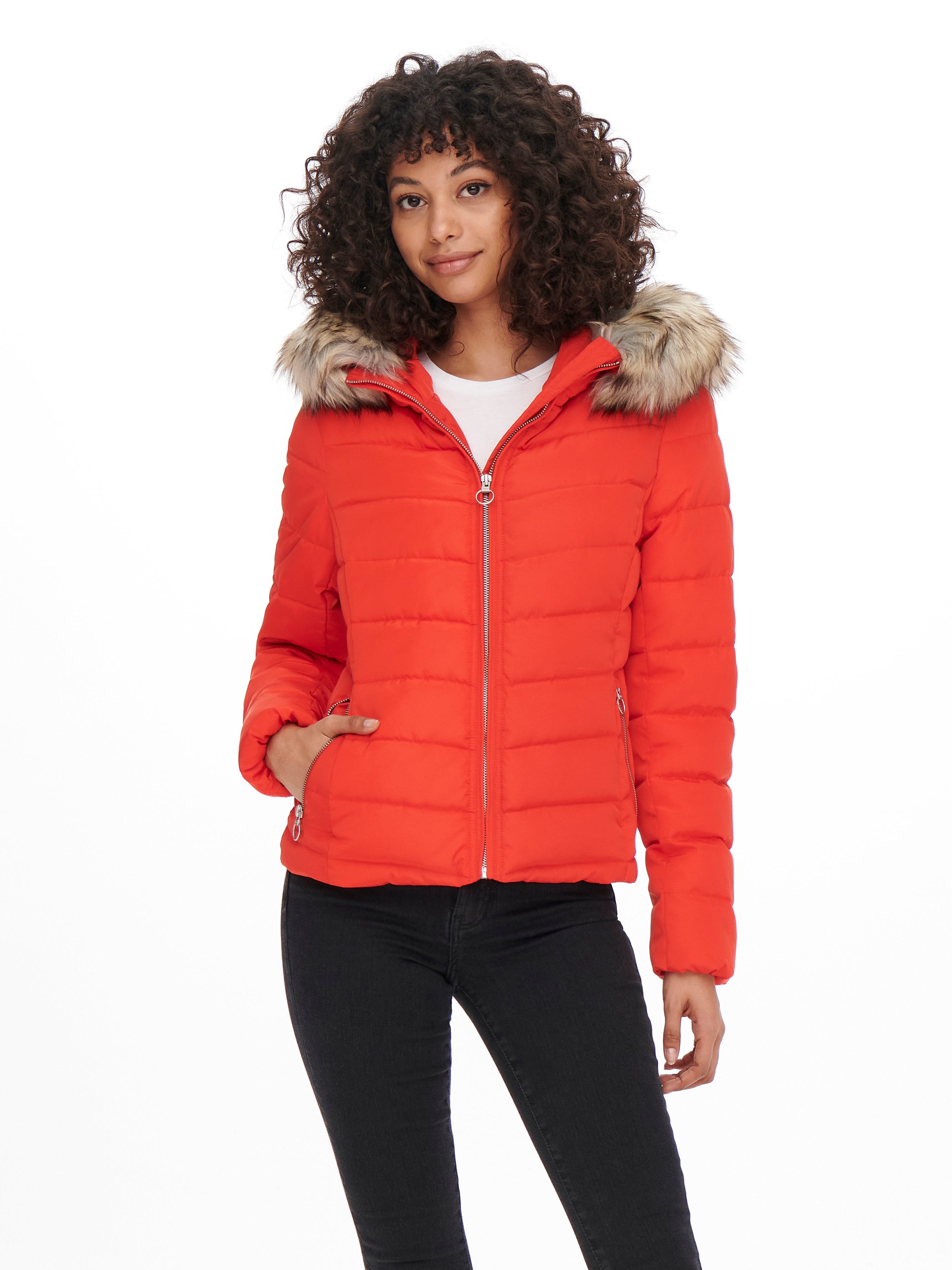 Ladies red sale down jacket