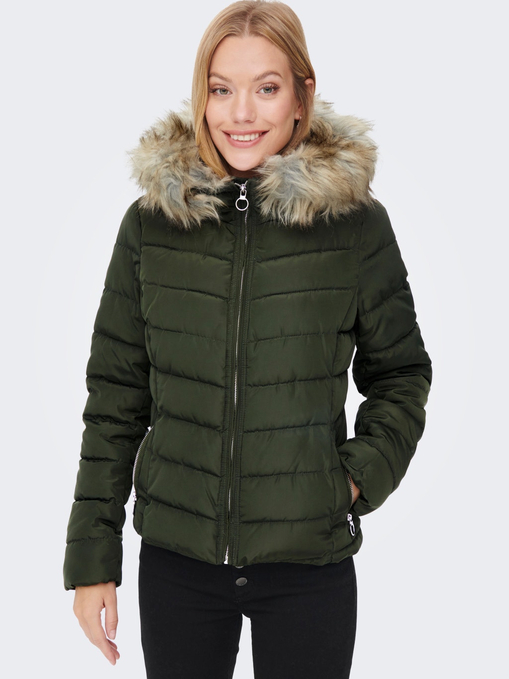 Short Quilted jacket | Dark Green | ONLY®