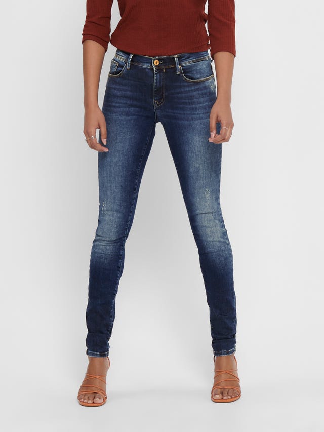 ONLY Jeans Skinny Donna | Carmen Reg Black | Pantaloni Denim Elastici A Vita Regolare Con 5 Tasche