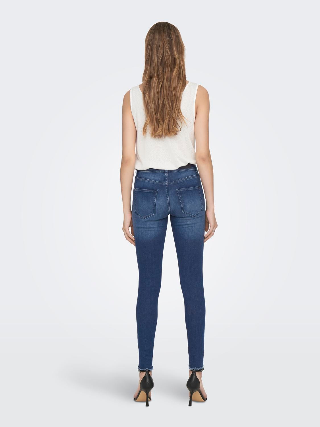 ONLY Skinny Fit Zerrissene Säume Jeans -Medium Blue Denim - 15159306