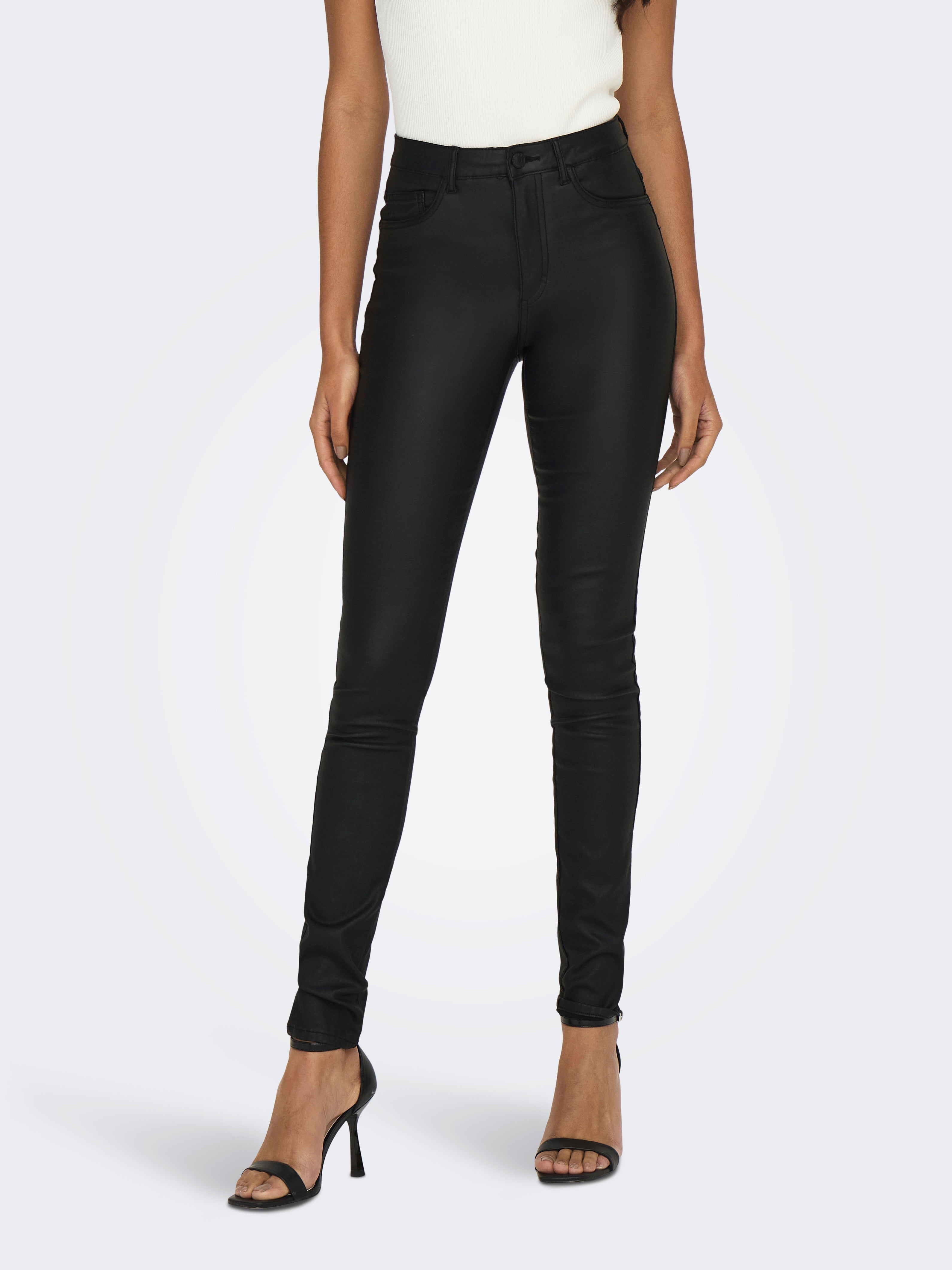 ONLROYAL Skinny fit Broek van synthetisch leer Zwart ONLY®