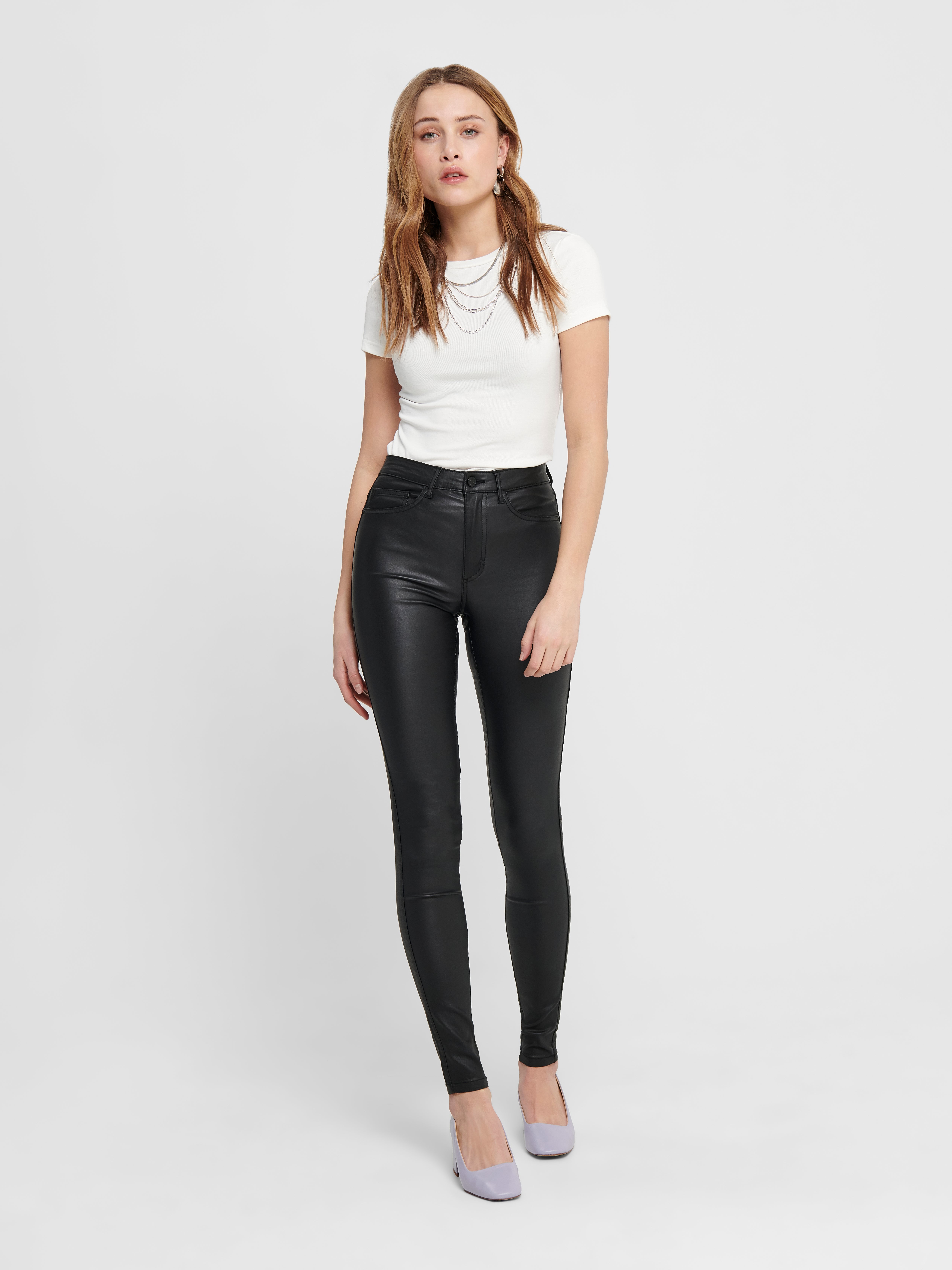 ONLROYAL Skinny fit Broek van synthetisch leer Zwart ONLY®