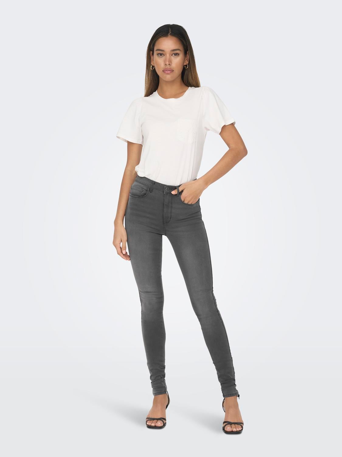 H&M+ Skinny High Jeans - Gris denim oscuro - MUJER