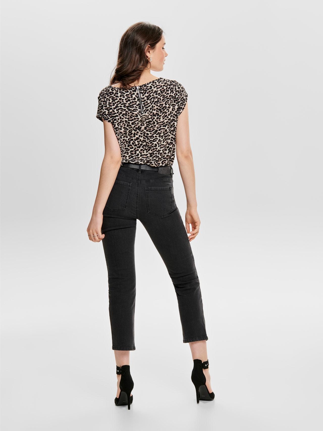 ONLY Printed Short Sleeved Top -Pumice Stone - 15161116