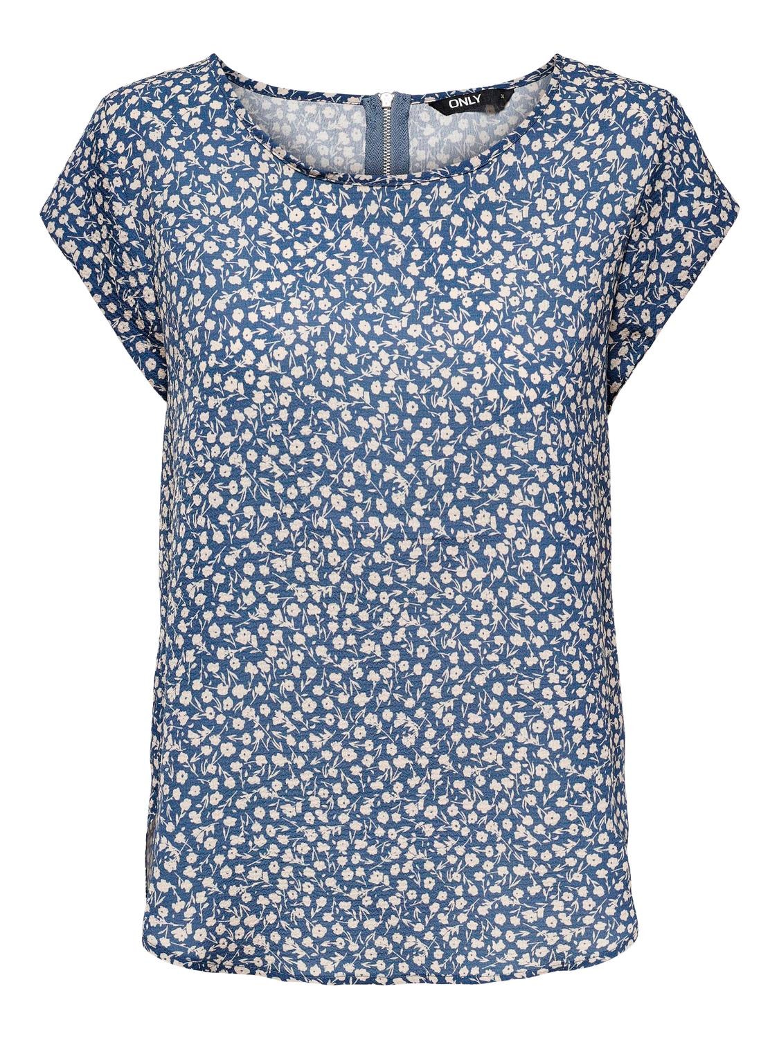 ONLY Printed Short Sleeved Top -Blue Mirage - 15161116