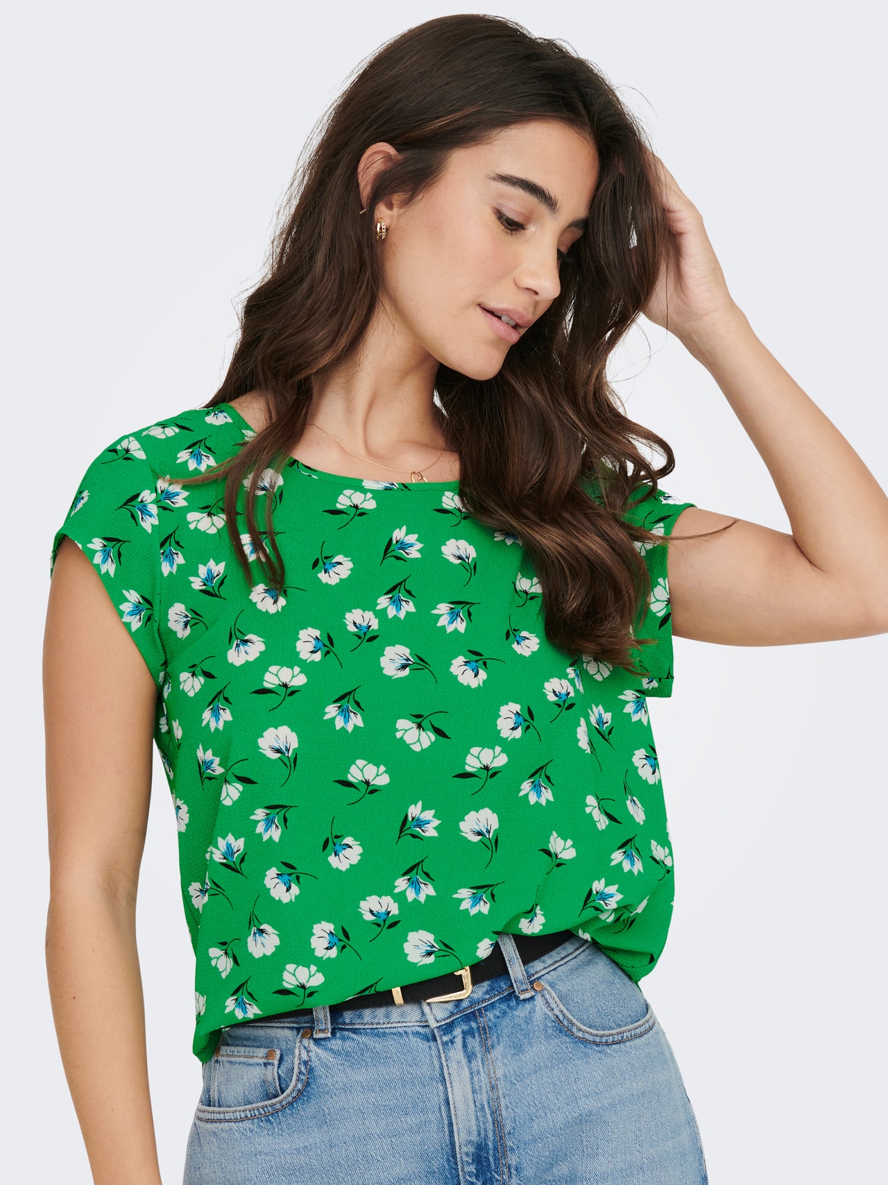 ONLY Printed Short Sleeved Top -Green Bee - 15161116